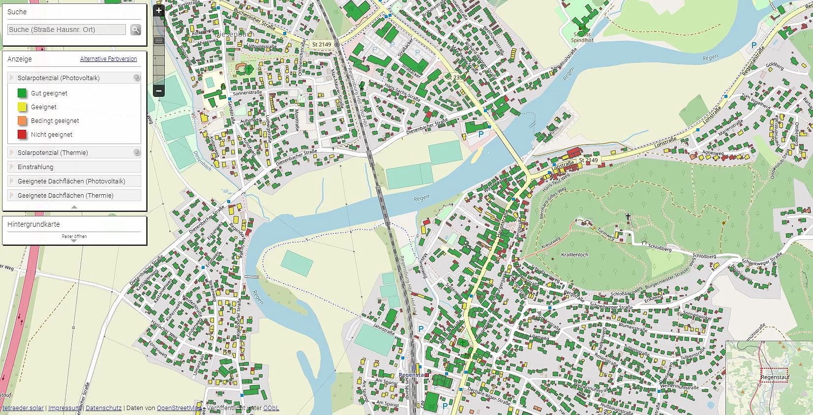 Das Solarpotenzialkataster zeigt, wie gut sich Dachflächen für die Nutzung mit Photovoltaikanlagen oder Solarthermie eignen.